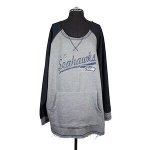 NFL Seattle Seahawks women's scoop neck raw hem French terry pullover sweatshirt